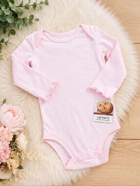 Size 6 months Pink Long Sleeve Baby Onesie
